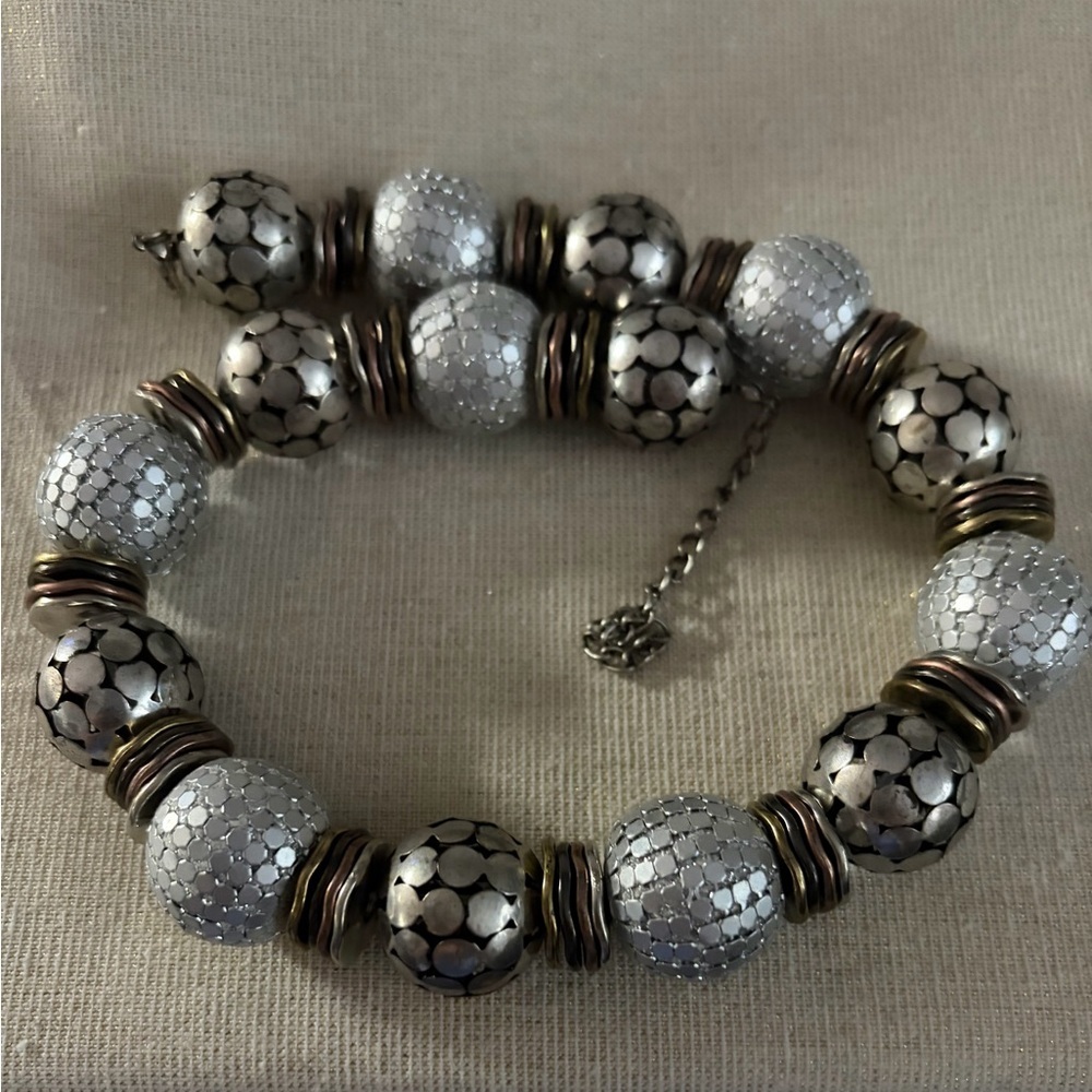 Statement Silver and White Beaded Necklace - Women Jewelry - Picture 4 of 5